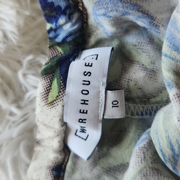 Warehouse Lily Print One Shoulder Ruffle Top Dress Size 10 Blue Floral Print - Picture 5 of 10